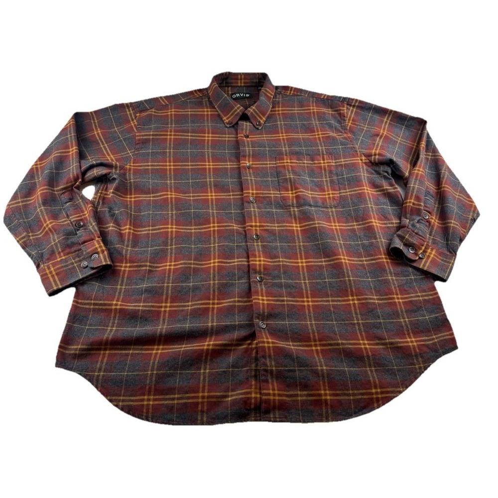 Orvis Plaid Flannel Shirt Men's Size XXL